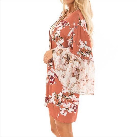 🌸Floral Bell-Sleeve Kimono - Picture 3 of 7